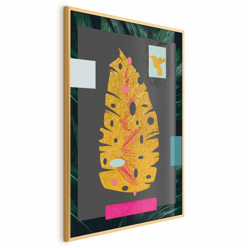Plakat Artgeist Złoty liść 21x30 cm z ramą złotą 1 szt