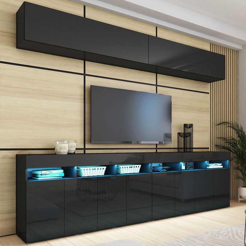 Meblościanka czarna połysk 280 cm PREMIUM