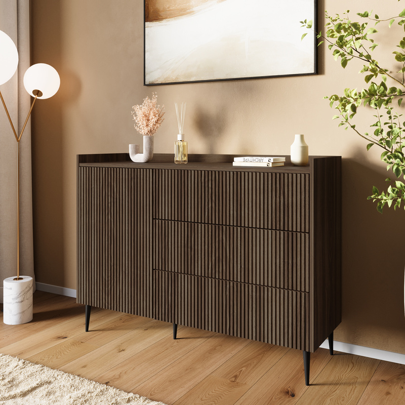 Komoda do salonu na nóżkach nowoczesna 126 cm ASPERO orzech