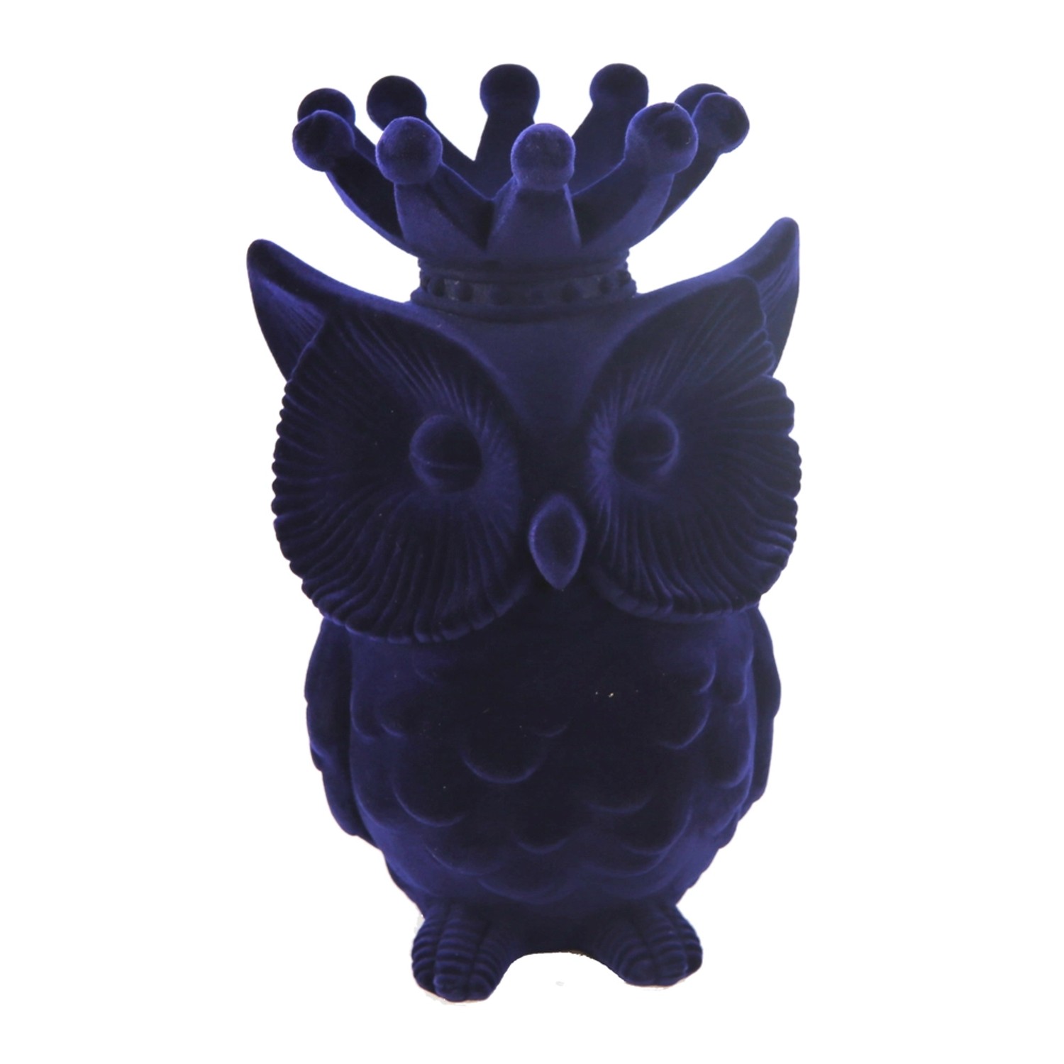 Dekoracja figurka SOWA velvet granatowa 16 cm