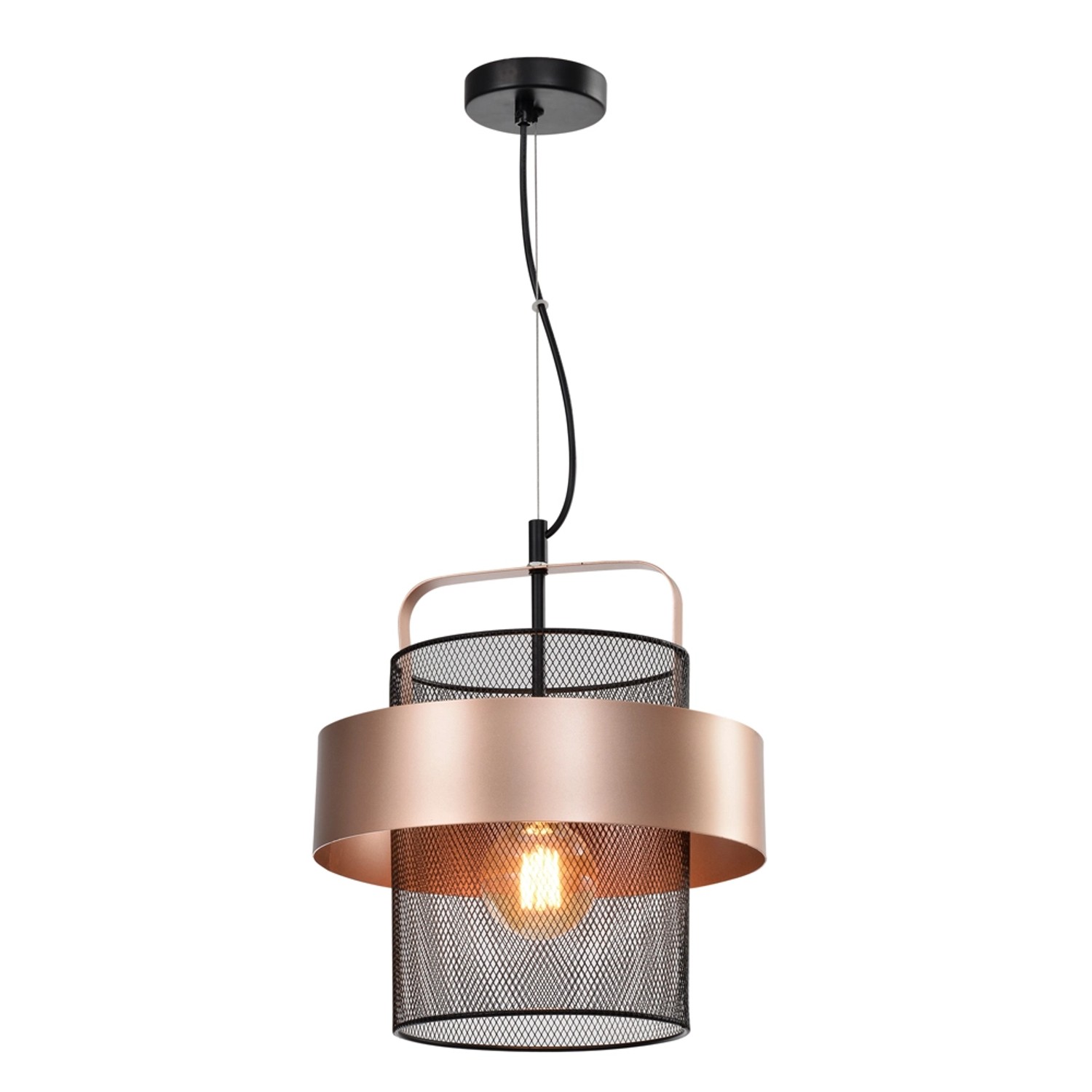 Candellux Lampa wisząca FIBA śr. 30 cm miedziano-czarna 1x40W E27