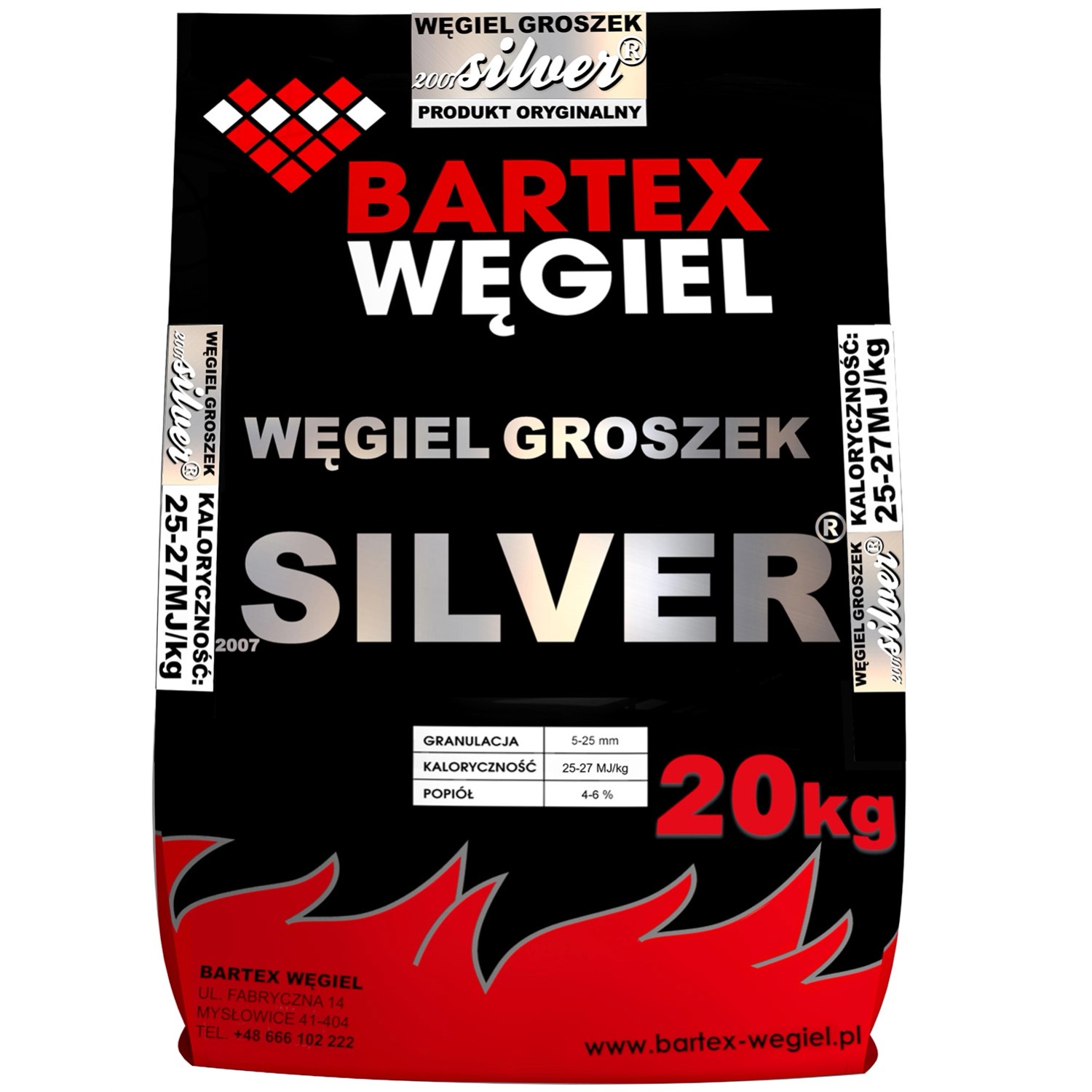 Węgiel Groszek Silver 27-25 MJ 1000 kg