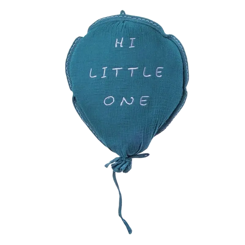 Hi Little One - Poduszka dekoracyjna z organicznego oddychającego BIO muślinu GOTS BALOON EMERALD BBTB