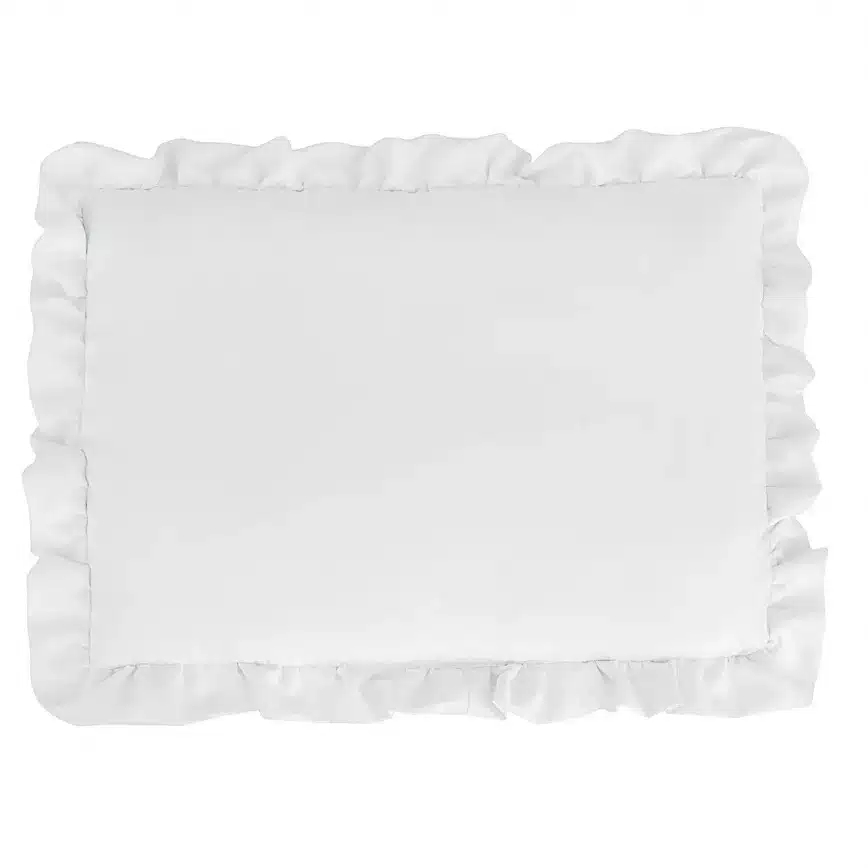Bawełniana poduszka niemowlaka 40x30 cm biała z falbanką