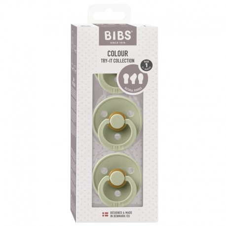 BIBS TRY-IT PACK SAGE 3 smoczkowy zestaw prezentowy dla Noworodka BBTB