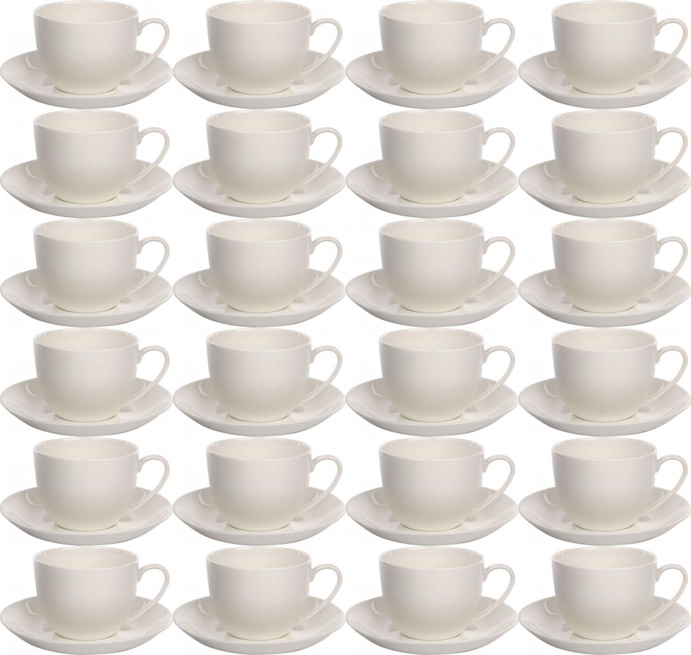 24x Filiżanka ze spodkiem Altom Design Bella, 270ml, porcelana, kremowy