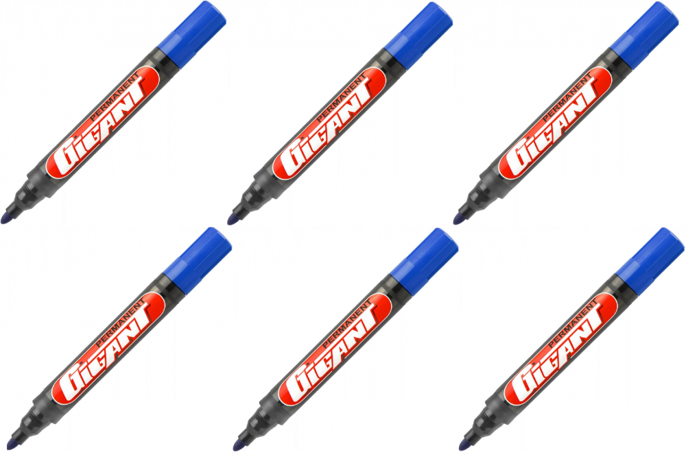 6x Marker permanentny Kamet, Gigant, okrągła, 5.2mm niebieski