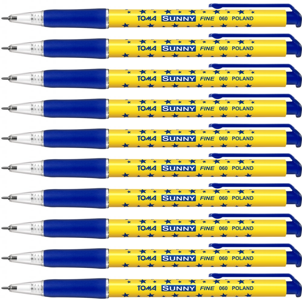 10x Długopis automatyczny Toma Sunny TO-060, 0.5mm, niebieski