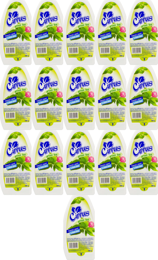 16x Odświeżacz powietrza Cirrus, green tea, żel, 150g