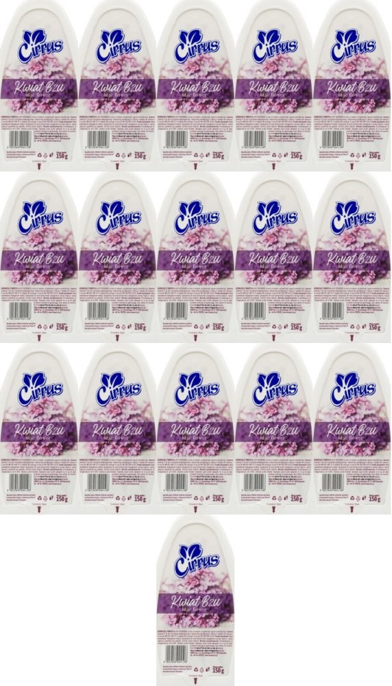 16x Odświeżacz powietrza Cirrus, kwiat bzu, żel, 150g