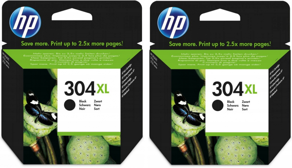 2x Tusz HP 304XL (N9K08AE), 300 stron, 5.5ml, black (czarny)