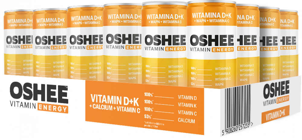 24x Napój Oshee Vitamin Energy, witamina D, K, C + wapń, puszka, 250ml