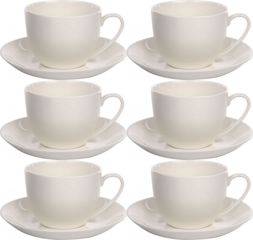 6x Filiżanka ze spodkiem Altom Design Bella, 270ml, porcelana, kremowy