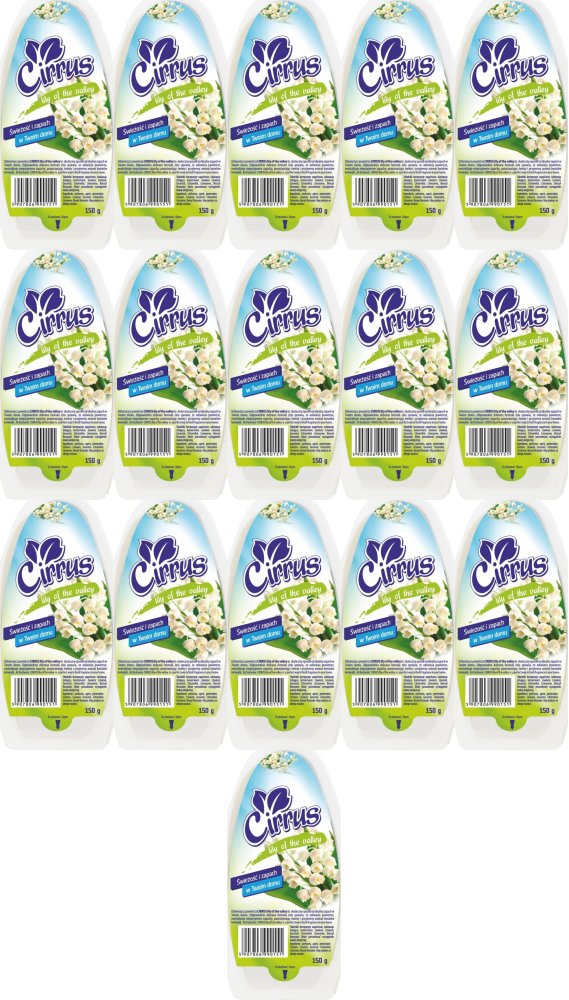 16x Odświeżacz powietrza Cirrus, konwalia, żel, 150g