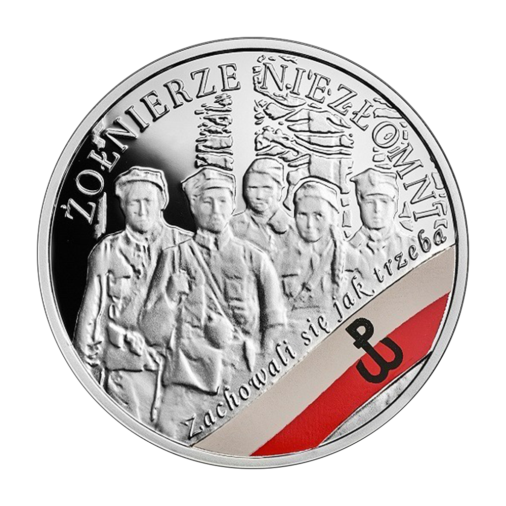 Srebrna moneta Wyklęci przez komunistów żołnierze niezłomni: Żołnierze Niezłomni - wysyłka 24 h!