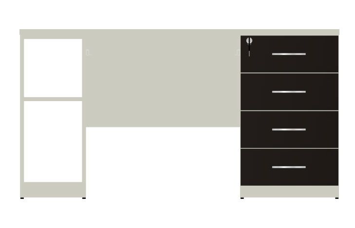HEBE BP26/8 Biurko szafkowe prawe 138,5x80x74h (Kolor korpusu: Dąb Lindberg)