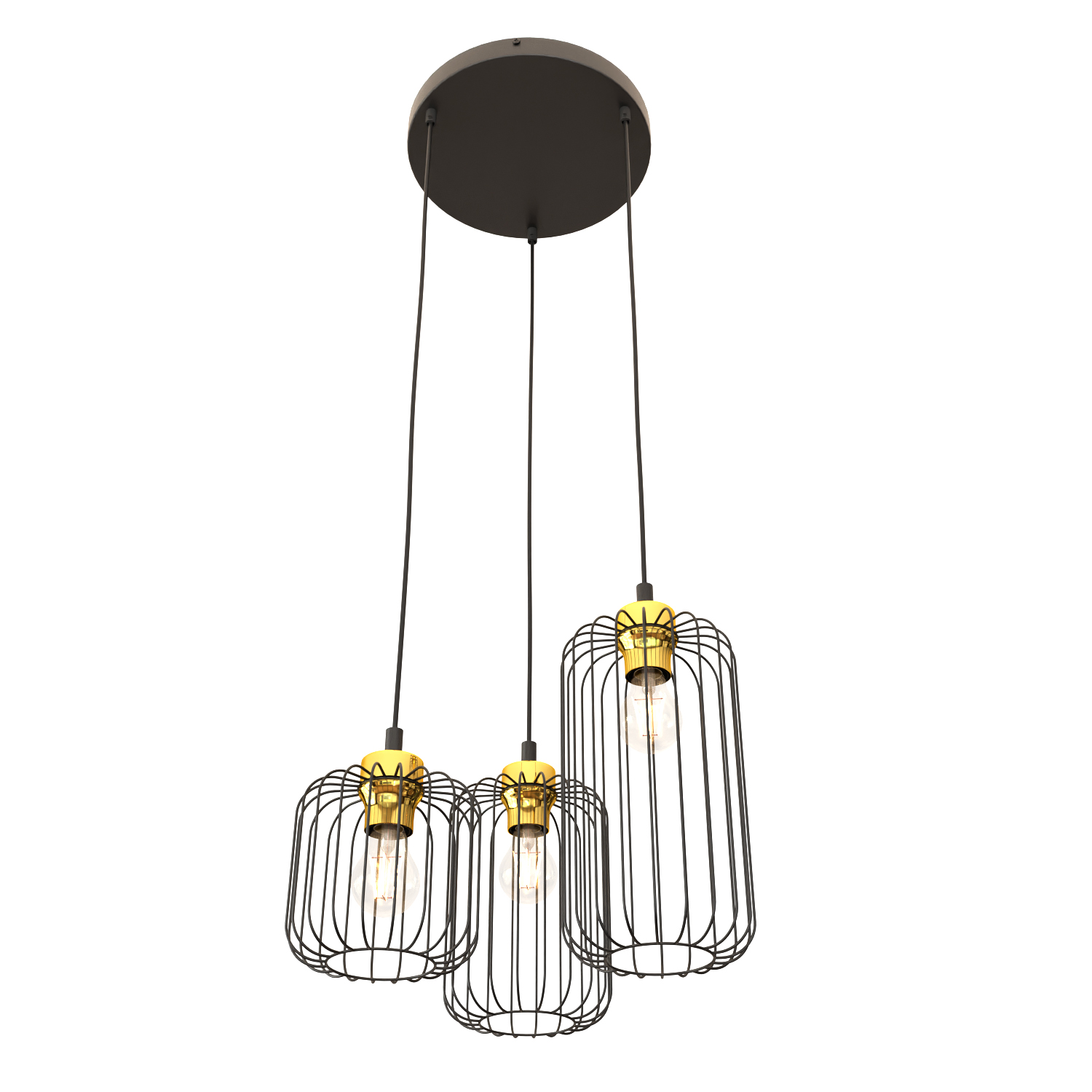 Emibig Vander lampa wisząca 3x15 W czarna-złota 13643PREM