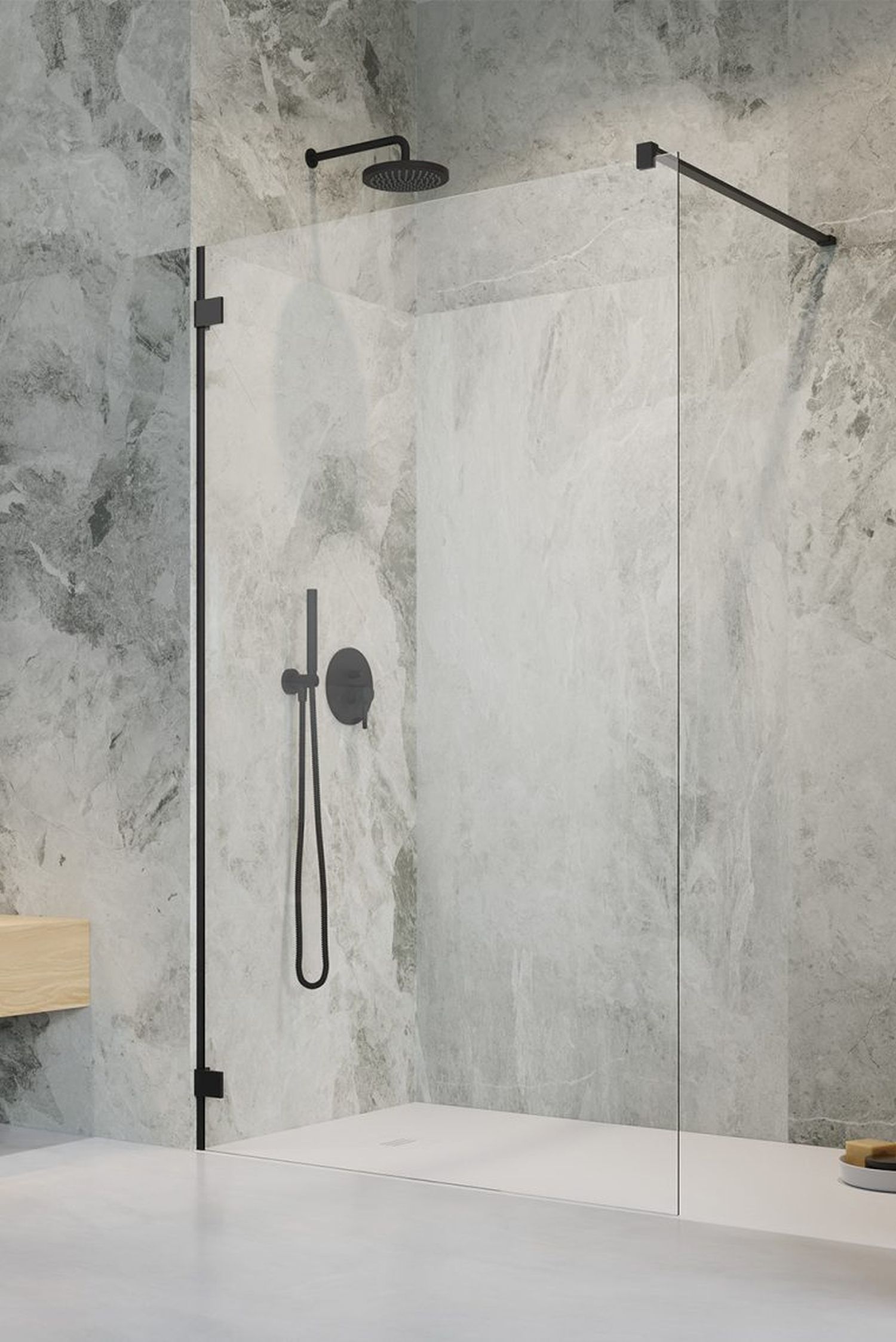 Radaway Essenza Pro Black Walk-In ścianka prysznicowa 90 cm wolnostojąca czarny mat/szkło przezroczyste 10103090-54-01