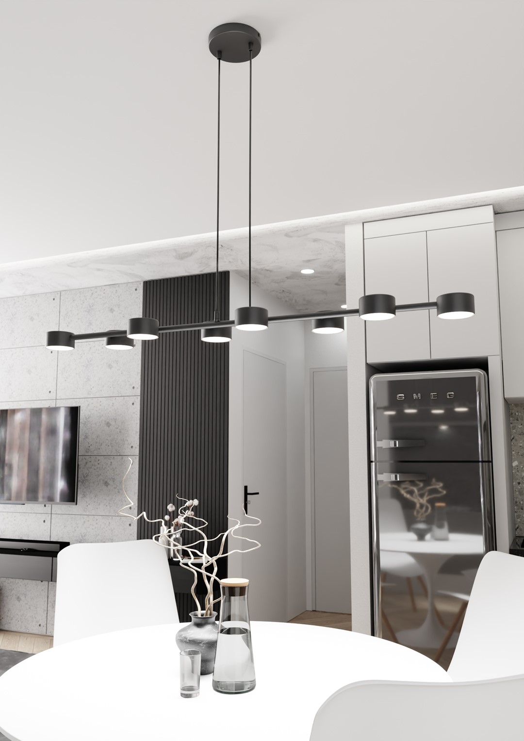 Emibig Megara lampa wisząca 8x12 W czarna 1439/8