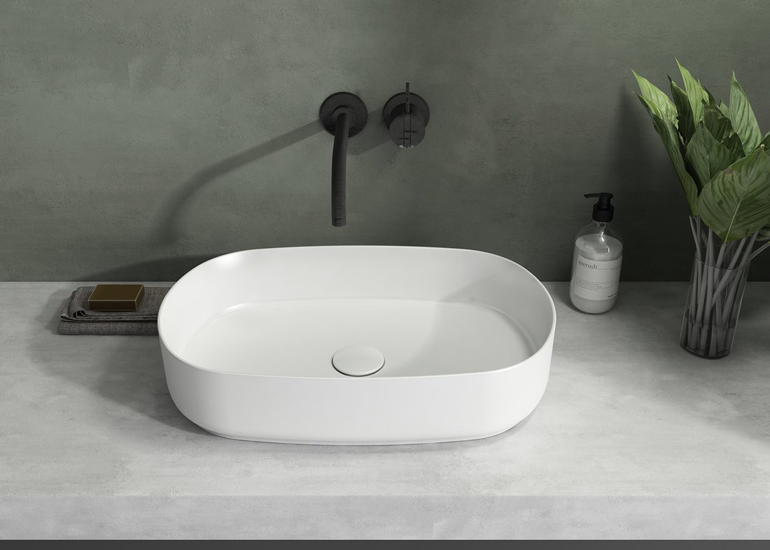 Isvea Infinity umywalka 55x36 cm owalna nablatowa biała 10NF65055-2L