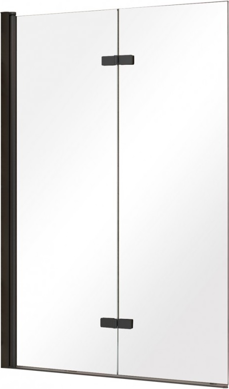 Besco Lumix parawan nawannowy 100x145 cm dwuskrzydłowy czarny mat/szkło przezroczyste PLB-2S