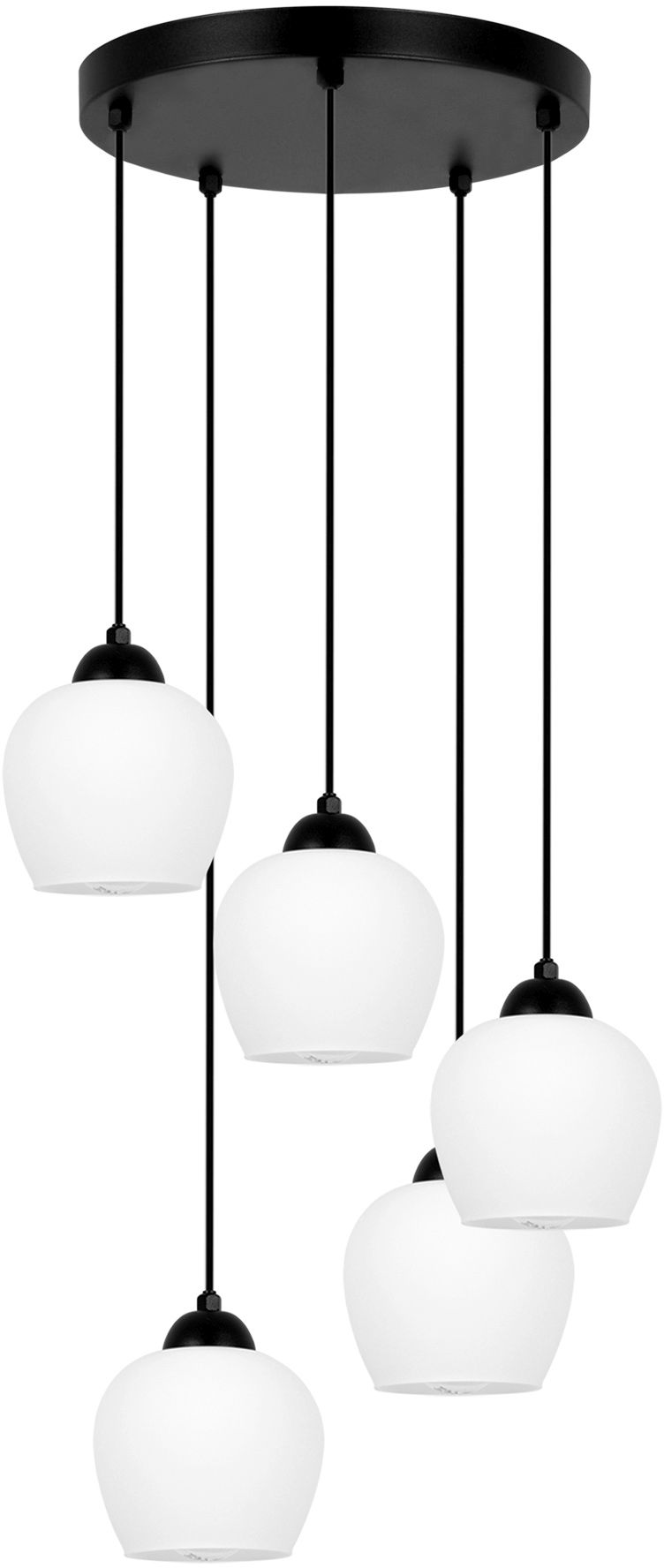 Kaja Abro lampa wisząca 5x15 W biała-czarna K-5602