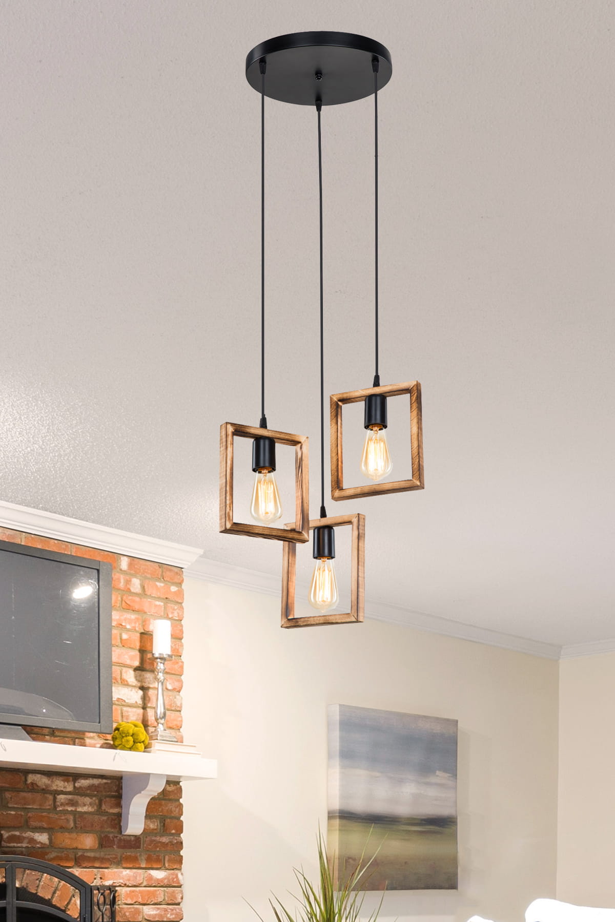Zuma Line Atria lampa wisząca 3x20 W czarna-drewno ASZ.1678