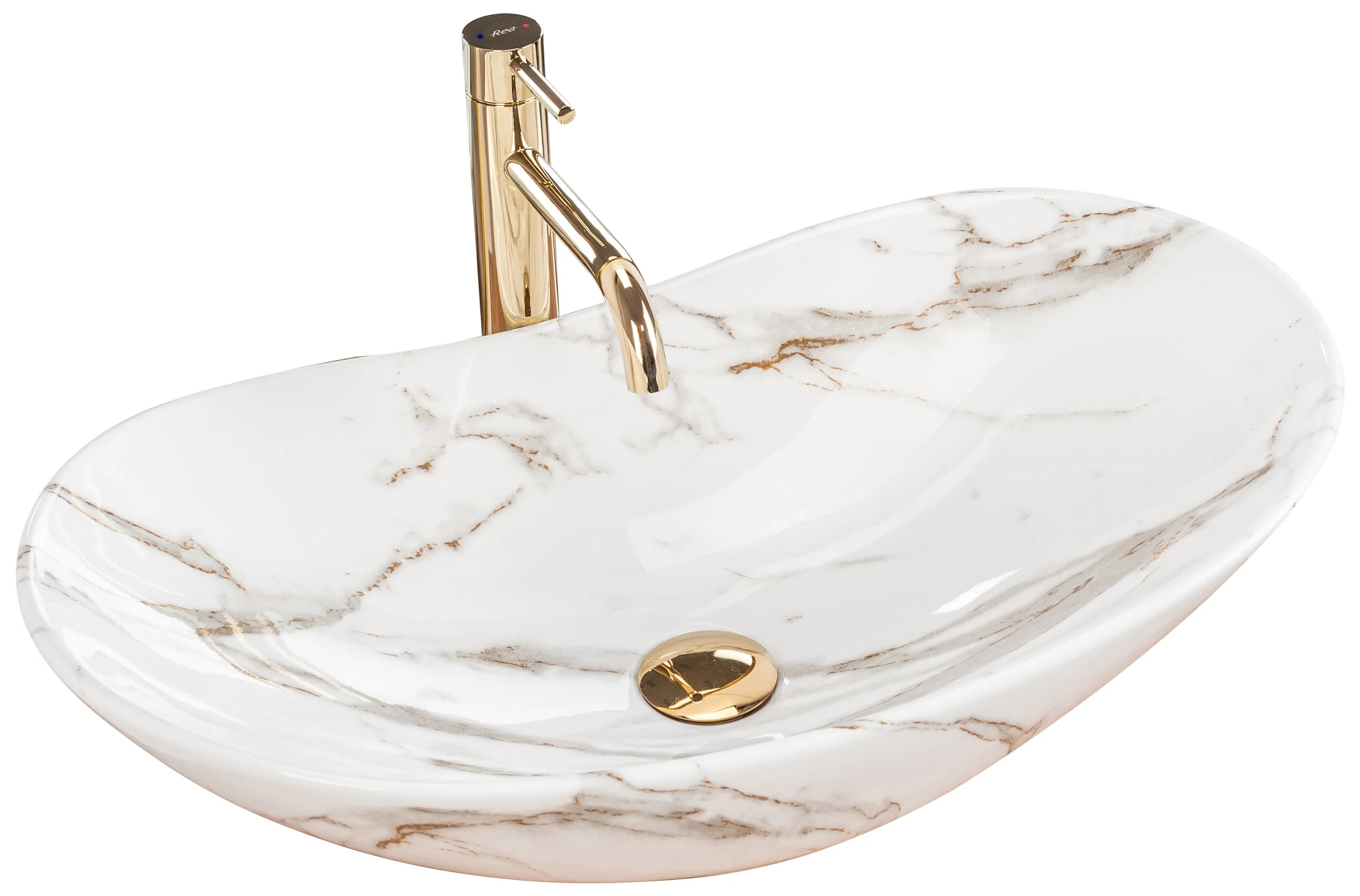 Rea Royal Lava umywalka 60x36 cm nablatowa owalna kamień REA-U8597 - Wysyłka w 24h
