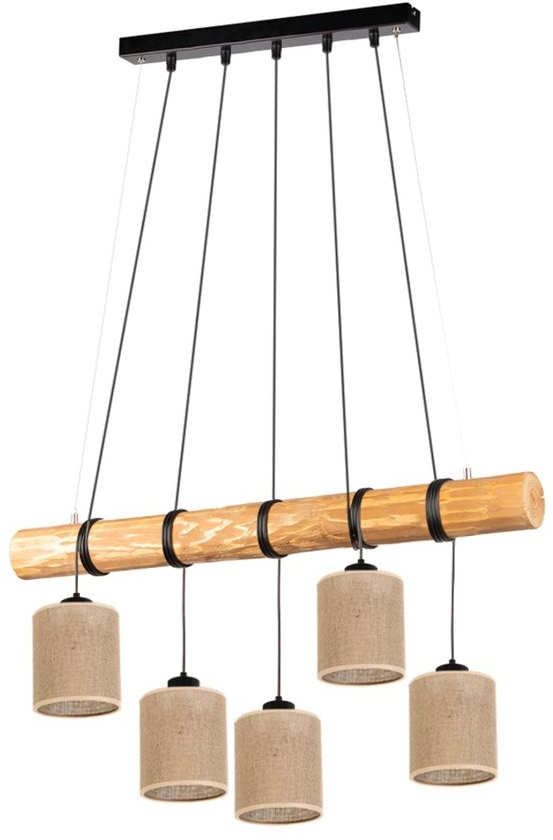 Spot-Light Trabo Jute lampa wisząca 5x25W sosna bejcowana/beżowy/czarny 8055146411276