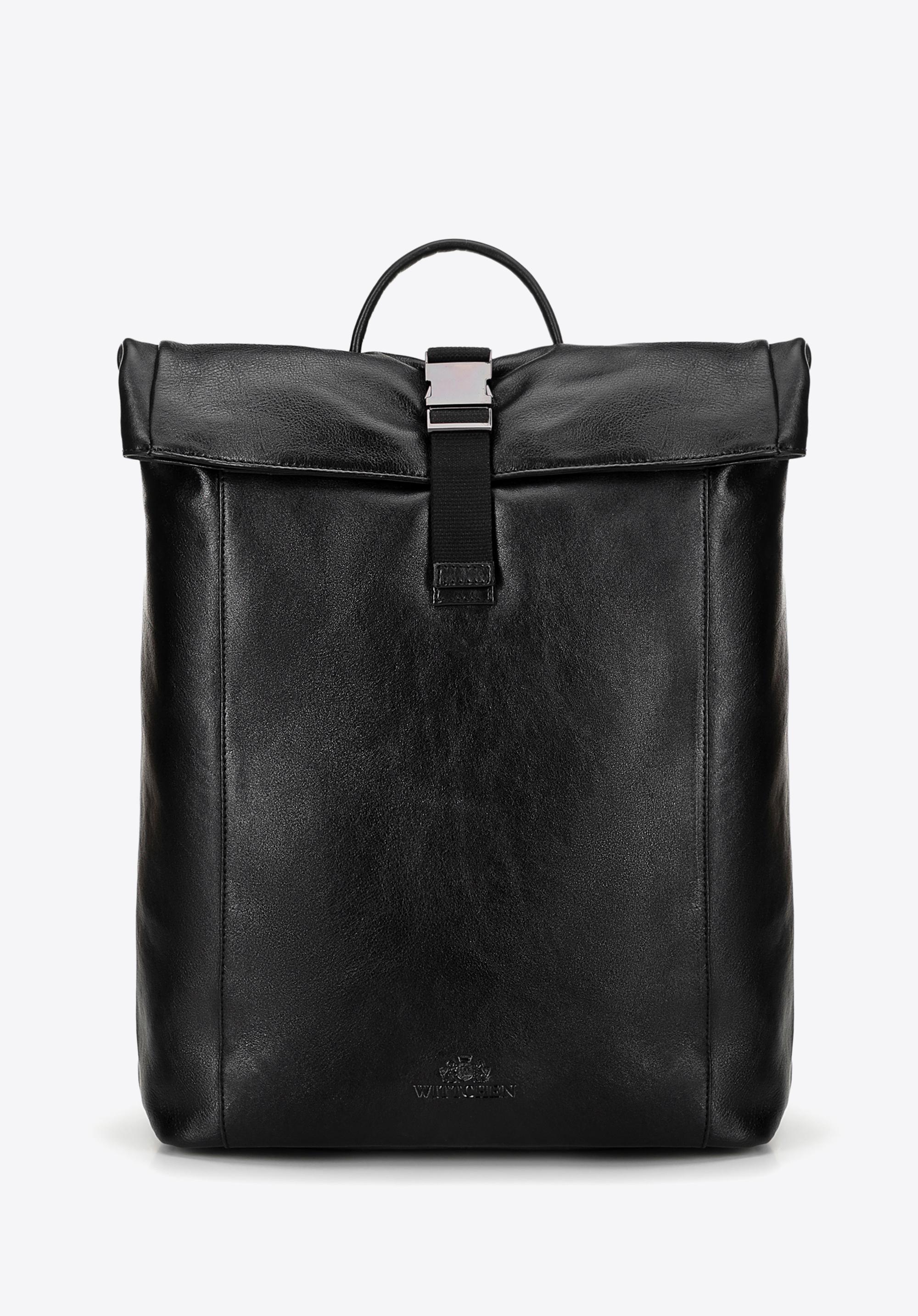 Plecak podróżny ze skóry naturalnej z miejscem na laptopa 16" czarny