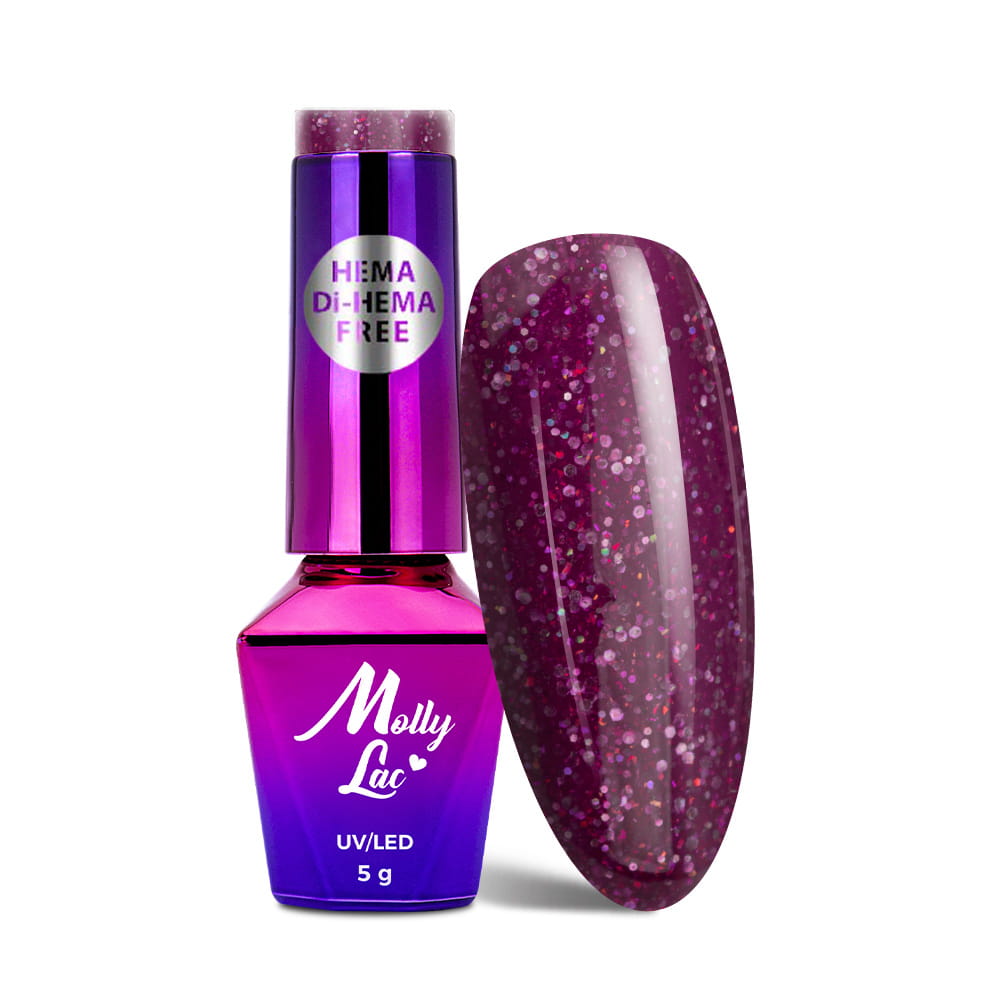 Lakier hybrydowy brokatowy MollyLac Spotlight Exquisite HEMA/Di-HEMA Free 5 g Nr 635