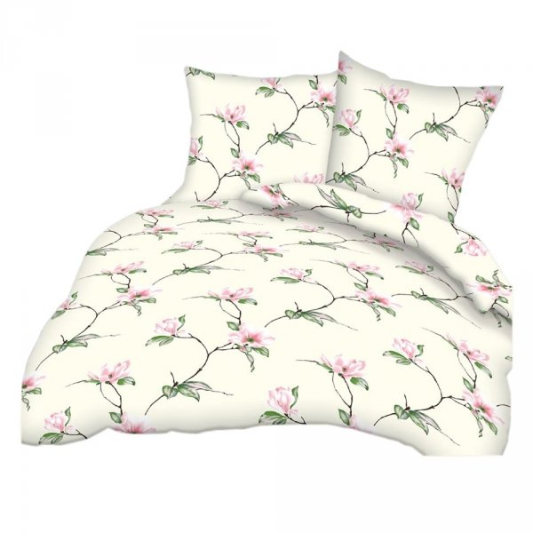 Poszewka 40x40 - KORA bawełniana wz. Magnolia na ecru