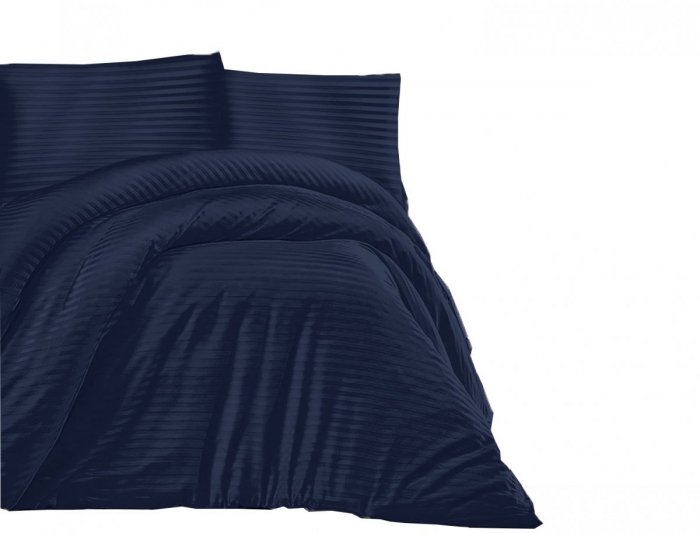Pościel satynowa DARYMEX kolekcja Exclusive 160x200 + 2x70x80 wz. CIZGILI NAVY BLUE