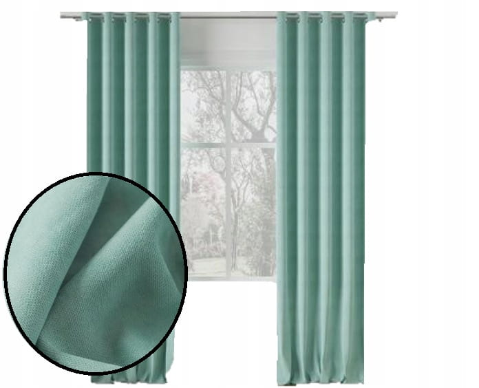 Zasłona Milas miętowa na taśmie 220x140 - elegancki akcent dekoracyjny