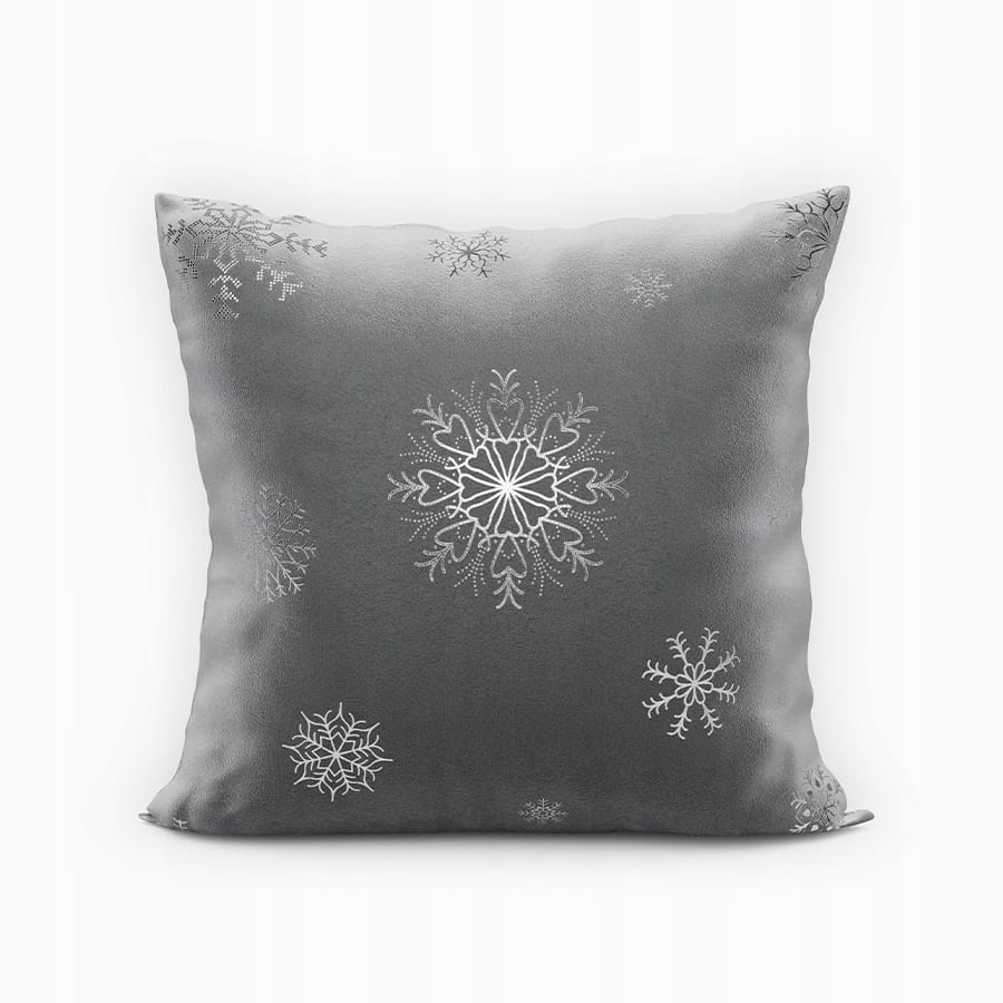 ŚNIEŻKI Poszewka VELVET 40x40 szary/sreb., idealna na święta - elegancka