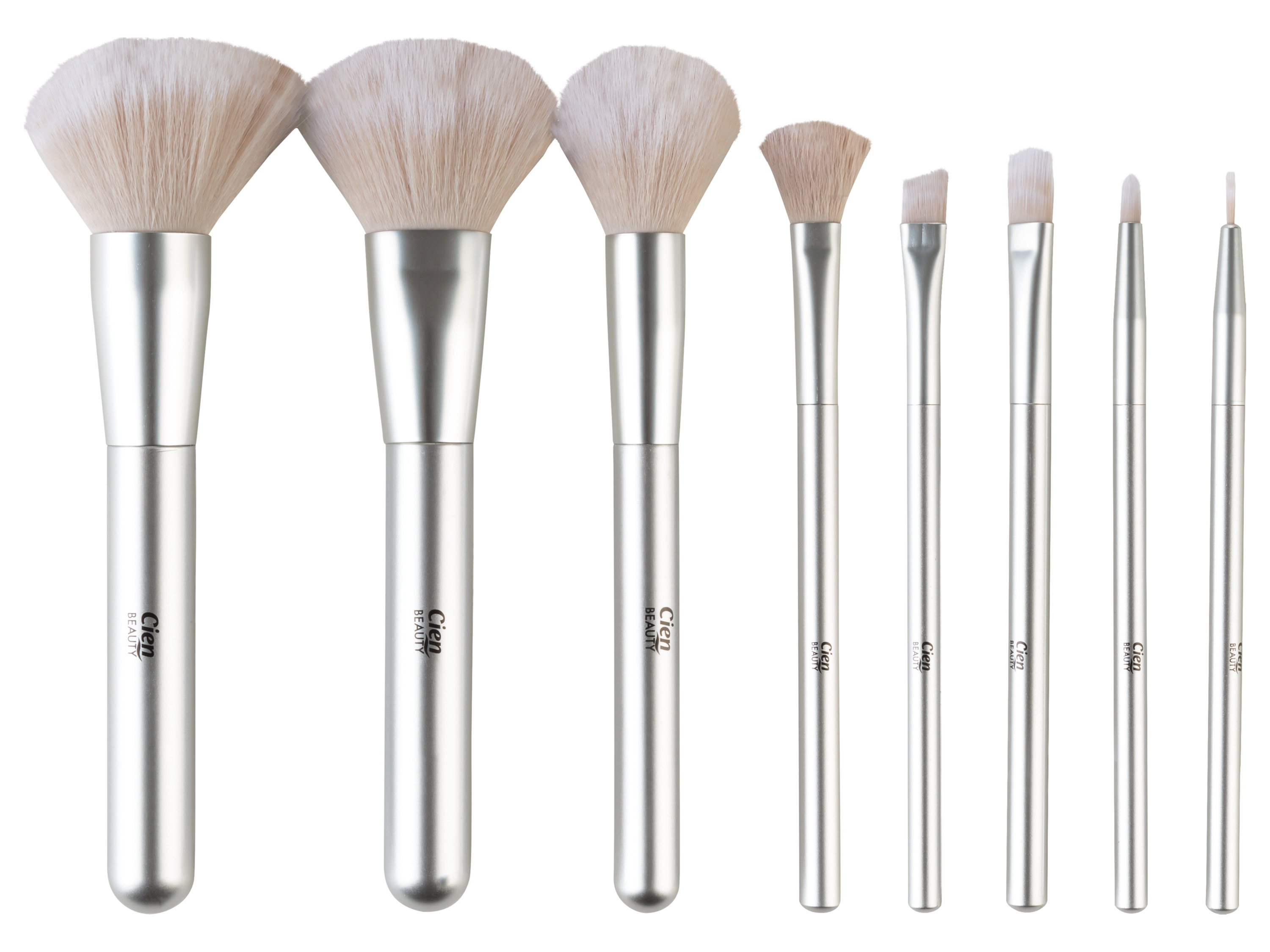 Cien Beauty Zestaw pędzli do makijażu Srebrny
