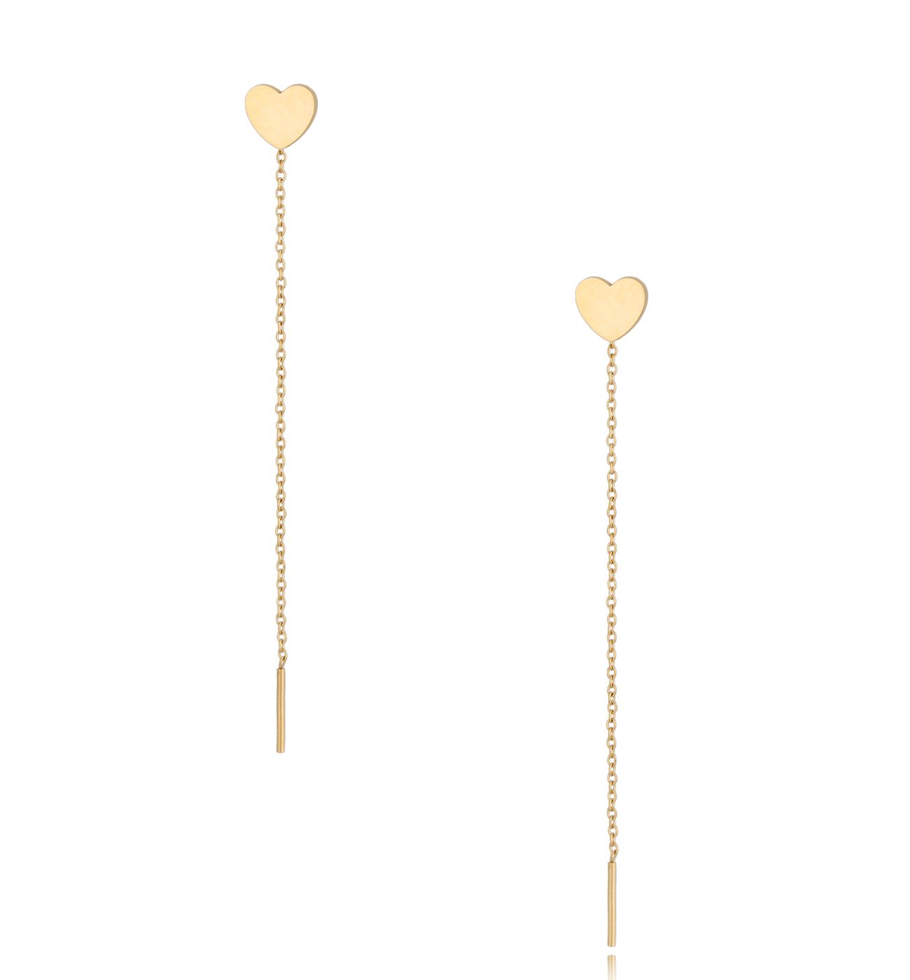Kolczyki złote wiszące Long Heart KSA0301