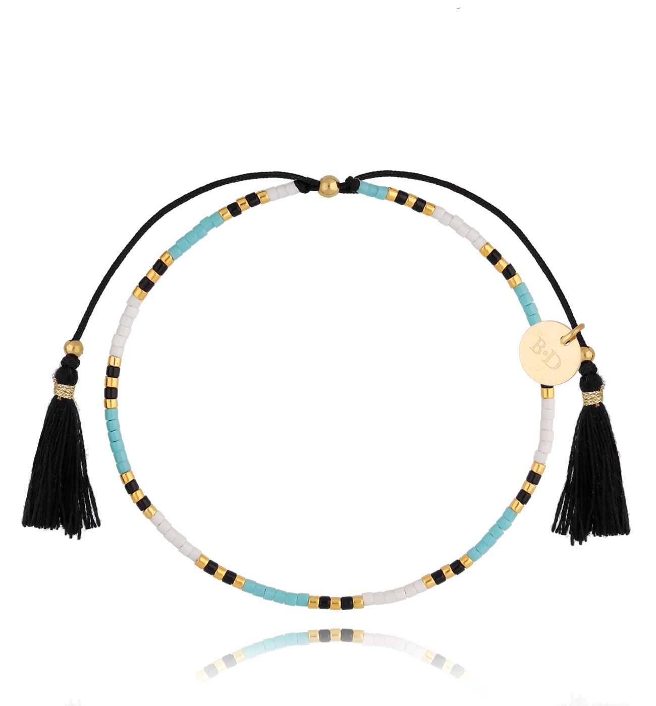 Bransoletka turkusowo biała z chwostami Beads - By Dziubeka
