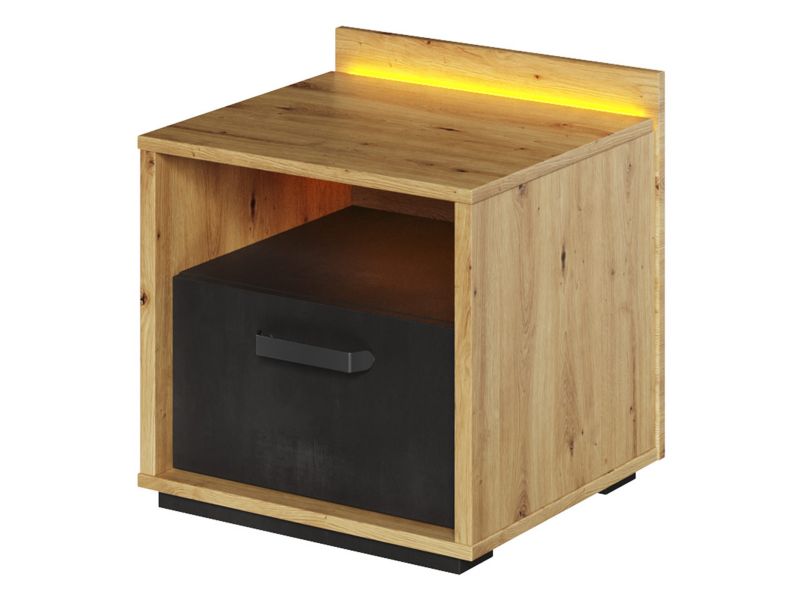 Stolik nocny MIRJAN 24 Qubic QB10 dąb artisan/raw steel 1 szt.