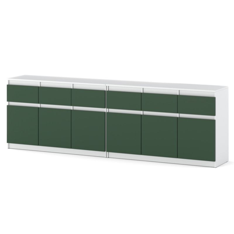 Komoda Hurtownia-Mebli Szuflady 6 Olia Best 240cm Biały Mat Butelkowa Zieleń 240x35x75 cm 1szt.