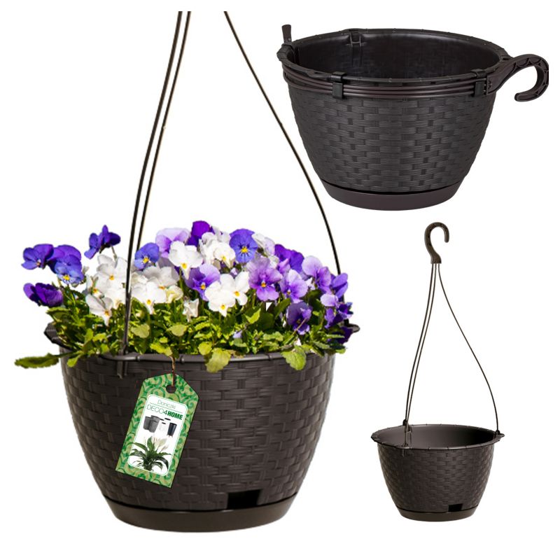 Doniczka Deco4Home Rattan donica wisząca brązowa 25cm 1 szt.