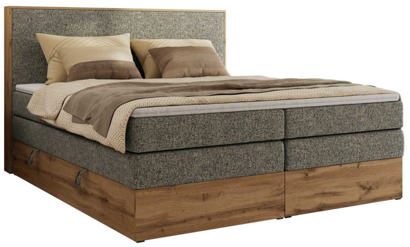 Łóżko kontynentalne MKS Meble WOOD CLASSIC KING 180x200 H4 szary struktura 1 szt.
