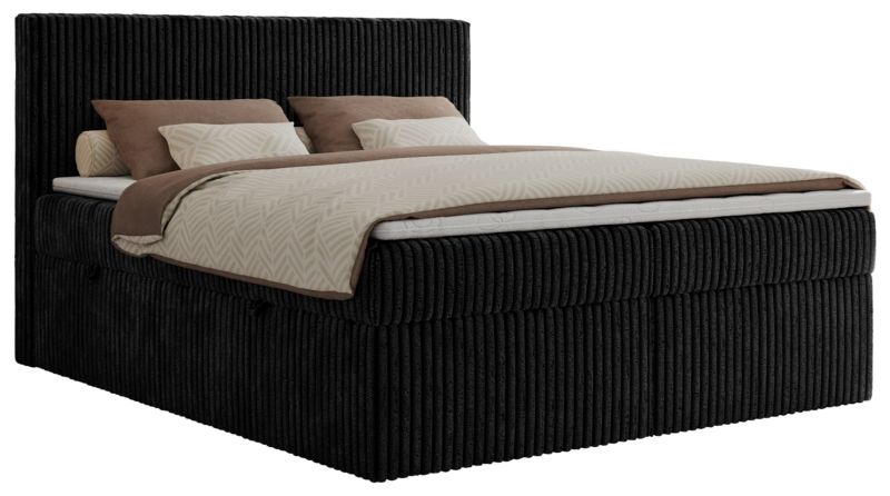 Łóżko kontynentalne MKS Meble TILIANO 140x200 H3 czarny sztruks 1szt.