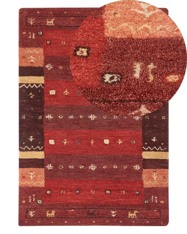 Dywan wełniany gabbeh 140 x 200 cm czerowny Sinanli 1 szt.