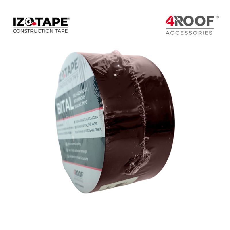 Taśma bitumiczna dekarska 4ROOF IZOTAPE BITAL 75mm 10mb kolor brąz super elastyczna uszczelniająca 1szt.