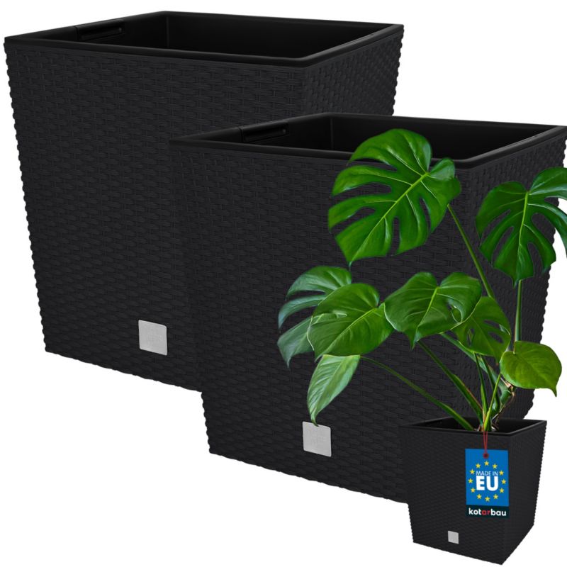 Doniczka ogrodowa KOTARBAU rattan z wkładem antracyt 40x40 cm 2 szt.