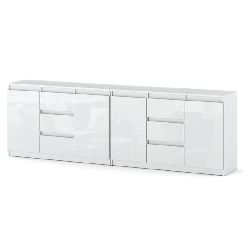 Komoda Hurtownia-Mebli Szuflady 6 Agna Best 240cm Biały Mat Biały Połysk 240x35x75 cm 1szt.