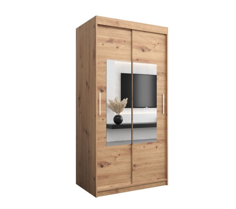 Szafa przesuwna Garderoba Abiks TORINO 100 dąb artisan + dąb artisan 1 szt.