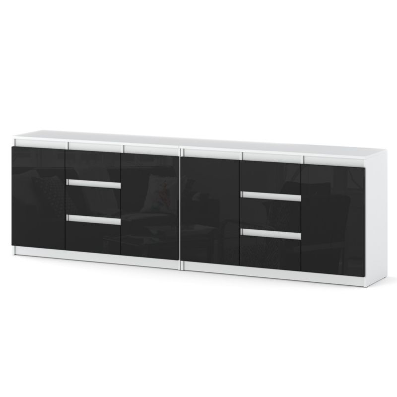 Komoda Hurtownia-Mebli Szuflady 6 Agna Best 240cm Biały Mat Czarny Połysk 240x35x75 cm 1szt.