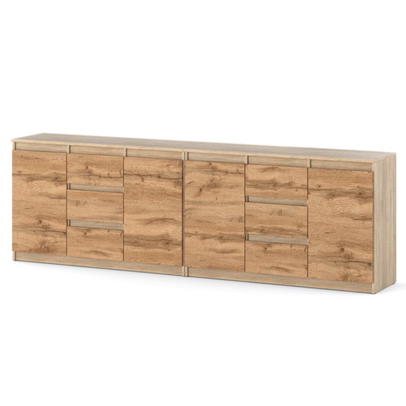 Komoda Hurtownia-Mebli Szuflady 6 Agna Best 240cm Dąb Sonoma Dąb Wotan 240x35x75 cm 1szt.